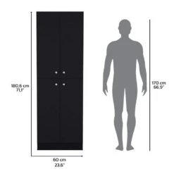 23.60 W X 11.80 D X 71.10 In. H Black Wood Freestanding Linen Cabinet W/5-Shelves & 4-Doors In Black -Tahanbath black tahanbath linen cabinets ct xl p221376 c3 1000