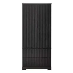 15.75 In. W X 31.49 In. D X 71.65 In. H MDF Freestanding Linen Cabinet With 2-Drawers And 8-Door In Black