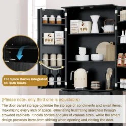 15.75 In. W X 31.49 In. D X 71.65 In. H MDF Freestanding Linen Cabinet With 2-Drawers And 8-Door In Black -Tahanbath black tahanbath linen cabinets ct xl p294988 fa 1000