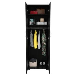 19 In. W X 23.60 In. D X 70.80 In. H Black Particle Board Freestanding Linen Cabinet With Shelves And Rod In Black 10 19 In. W X 23.60 In. D X 70.80 In. H Black Particle Board Freestanding Linen Cabinet With Shelves And Rod In Black -Tahanbath black tahanbath linen cabinets ct xl s00109 1f 1000
