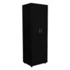 19 In. W X 23.60 In. D X 70.80 In. H Black Particle Board Freestanding Linen Cabinet With Shelves And Rod In Black