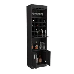 13.30 In. W X 20 In. D X 71.10 In. H Black Particle Board Freestanding Linen Cabinet W/2-Shelves In Black -Tahanbath black tahanbath linen cabinets ct xl s00332 1f 1000
