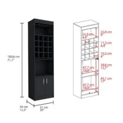 13.30 In. W X 20 In. D X 71.10 In. H Black Particle Board Freestanding Linen Cabinet W/2-Shelves In Black -Tahanbath black tahanbath linen cabinets ct xl s00332 4f 1000