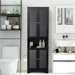 11.75 In. W X 23.50 In. D X 71.75 In. H Black Linen Cabinet -Tahanbath black tahanbath linen cabinets z w2225p156108 1f 1000