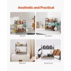 2 Tier Coffee Bar Organizer For Countertop With 12 Movable Mug Hook Mug Holder 15 2 Tier Coffee Bar Organizer For Countertop With 12 Movable Mug Hook Mug Holder -Tahanbath black tahanbath mug trees z d010277tj4j 1f 1000