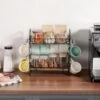 2 Tier Coffee Bar Organizer For Countertop With 12 Movable Mug Hook Mug Holder