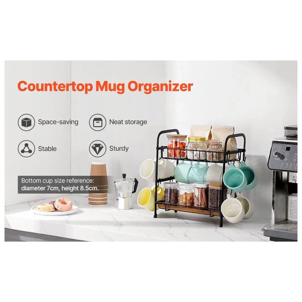 2 Tier Coffee Bar Organizer For Countertop With 12 Movable Mug Hook Mug Holder 10 2 Tier Coffee Bar Organizer For Countertop With 12 Movable Mug Hook Mug Holder - Image 10