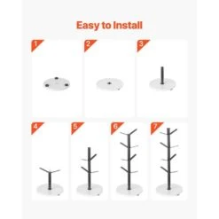 Mug Tree With Marble Base 8 Hooks Cup Rack Stand For Counter Kitchen Home In Black -Tahanbath black tahanbath mug trees z d010277u7s6 fa 1000