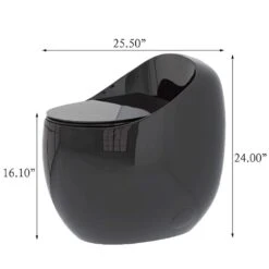 1-Piece 1.28 GPF Single Flush Egg Shape Toilet In Glossy Black -Tahanbath black tahanbath one piece toilets z w2973p301480 c3 1000