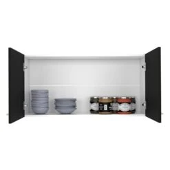 Napoles Wall Cabinet, Two Shelves, Double Door-Black -Tahanbath black tahanbath pantry organizers z b07092103 4f 1000