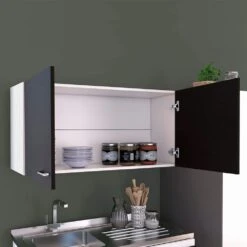 Napoles Wall Cabinet, Two Shelves, Double Door-Black