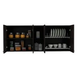 Wall Cabinet Ontario, Double Door, Black Wengue Finish 10 Wall Cabinet Ontario, Double Door, Black Wengue Finish -Tahanbath black tahanbath pantry organizers z b092123032 1f 1000