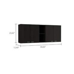 Wall Cabinet Ontario, Double Door, Black Wengue Finish 9 Wall Cabinet Ontario, Double Door, Black Wengue Finish -Tahanbath black tahanbath pantry organizers z b092123032 4f 1000
