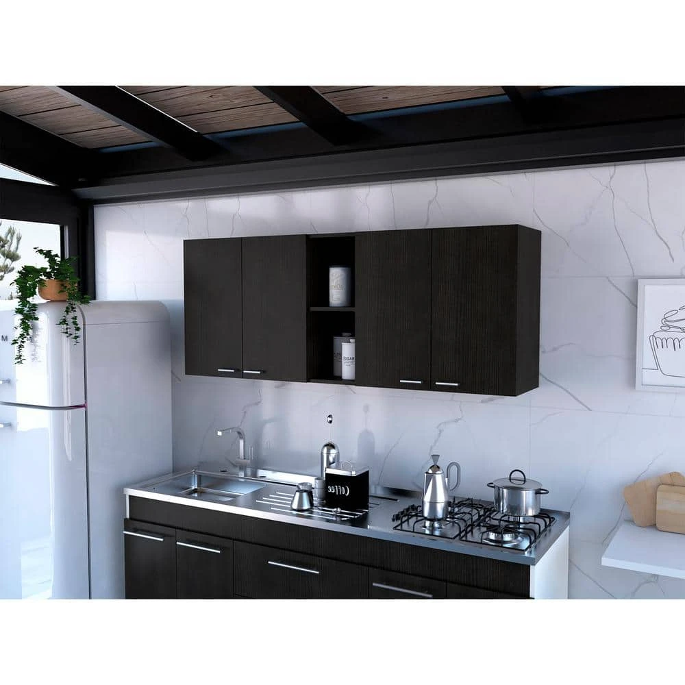 Wall Cabinet Ontario, Double Door, Black Wengue Finish 1 Wall Cabinet Ontario, Double Door, Black Wengue Finish