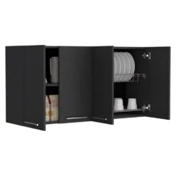 Kitchen Cabinet Durham, Four Doors, Black Wengue Finish -Tahanbath black tahanbath pantry organizers z b092123064 44 1000