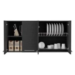 Kitchen Cabinet Durham, Four Doors, Black Wengue Finish -Tahanbath black tahanbath pantry organizers z b092123064 c3 1000