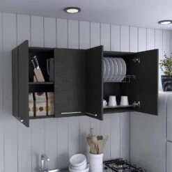 Kitchen Cabinet Durham, Four Doors, Black Wengue Finish -Tahanbath black tahanbath pantry organizers z b092123064 fa 1000