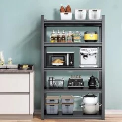 5-Tier Heavy-Duty Metal Storage Shelves: 2000 Lbs. Capacity, Adjustable For Garage And More In Sleek Black -Tahanbath black tahanbath pantry organizers z ct 16080b5 31 1000