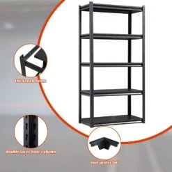 5-Tier Heavy-Duty Metal Storage Shelves: 2000 Lbs. Capacity, Adjustable For Garage And More In Sleek Black -Tahanbath black tahanbath pantry organizers z ct 16080b5 44 1000