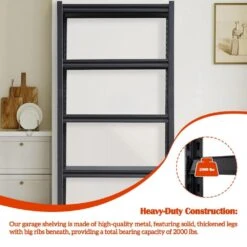 5-Tier Heavy-Duty Metal Storage Shelves: 2000 Lbs. Capacity, Adjustable For Garage And More In Sleek Black -Tahanbath black tahanbath pantry organizers z ct 16080b5 66 1000