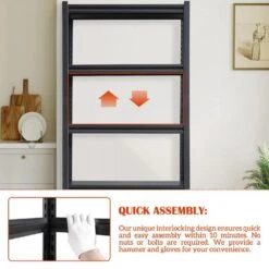 5-Tier Heavy-Duty Metal Storage Shelves: 2000 Lbs. Capacity, Adjustable For Garage And More In Sleek Black -Tahanbath black tahanbath pantry organizers z ct 16080b5 76 1000