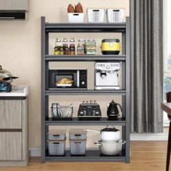 5-Tier Heavy-Duty Metal Storage Shelves: 2000 Lbs. Capacity, Adjustable For Garage And More In Sleek Black -Tahanbath black tahanbath pantry organizers z ct 16080b5 d4 1000