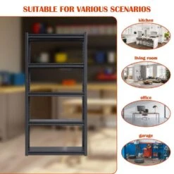 5-Tier Heavy-Duty Metal Storage Shelves: 2000 Lbs. Capacity, Adjustable For Garage And More In Sleek Black -Tahanbath black tahanbath pantry organizers z ct 16080b5 fa 1000