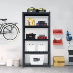 5-Tier Adjustable Metal Shelves For Garage Storage-2000 Lbs. Utility Rack In Black