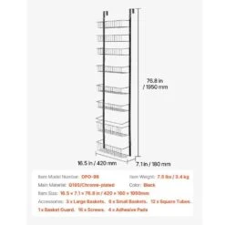 9-Tier Over The Door Pantry Organizer Hanging Storage Rack Adjustable Kitchen In Black -Tahanbath black tahanbath pantry organizers z d0102x3qujg 66 1000