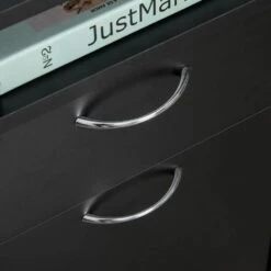 Mobile Storage Cabinet Organizer With Drawer And Cabinet, Printer Stand With Castors, Black -Tahanbath black tahanbath pantry organizers z w1247p173320 4f 1000