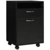 Mobile Storage Cabinet Organizer With Drawer And Cabinet, Printer Stand With Castors, Black