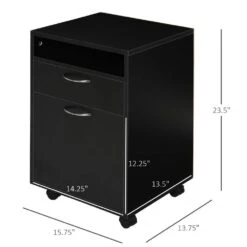 Mobile Storage Cabinet Organizer With Drawer And Cabinet, Printer Stand With Castors, Black -Tahanbath black tahanbath pantry organizers z w1247p173320 fa 1000