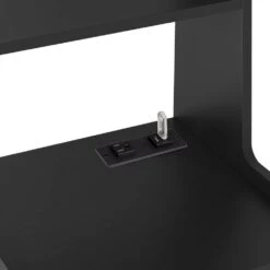 Modern Nightstand: Charging Station, Night Light, Bookshelf In Black -Tahanbath black tahanbath pantry organizers z w1247p179955 31 1000
