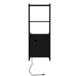 Modern Nightstand: Charging Station, Night Light, Bookshelf In Black -Tahanbath black tahanbath pantry organizers z w1247p179955 4f 1000