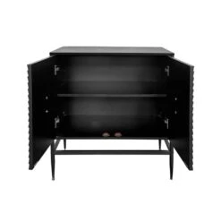 31.5 In. Black Modern 2-Door Wooden Accent Cabinet With Metal Legs, 2-Tier Storage, For Living, Entryway -Tahanbath black tahanbath pantry organizers z w1435p206312 31 1000
