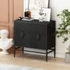 31.5 In. Black Modern 2-Door Wooden Accent Cabinet With Metal Legs, 2-Tier Storage, For Living, Entryway