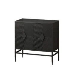 31.5 In. Black Modern 2-Door Wooden Accent Cabinet With Metal Legs, 2-Tier Storage, For Living, Entryway -Tahanbath black tahanbath pantry organizers z w1435p206312 c3 1000