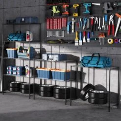 5 Tier Shelf Wire Shelving Unit-5T-1636-B-LKJ, 72H In Black -Tahanbath black tahanbath pantry organizers z w1550131995 76 1000