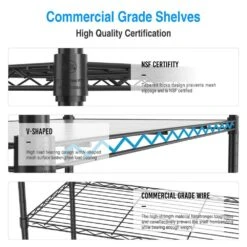 5 Tier Shelf Wire Shelving Unit-5T-1636-B-LKJ, 72H In Black -Tahanbath black tahanbath pantry organizers z w1550131995 c3 1000