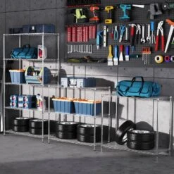 5 Tier Shelf Wire Shelving Unit-5T-1636-B-LKJ, 72H In Black -Tahanbath black tahanbath pantry organizers z w1550131995 d4 1000