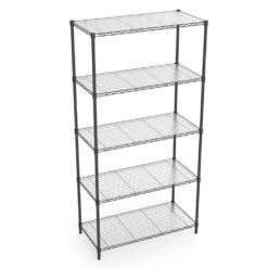 5 Tier Shelf Wire Shelving Unit-5T-1636-B-LKJ, 72H In Black -Tahanbath black tahanbath pantry organizers z w1550131995 fa 1000