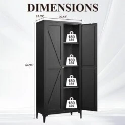 2-Door Metal Storage Cabinet: Tall Steel, Adjustable Shelves (Kitchen/Office) In Black -Tahanbath black tahanbath pantry organizers z w1673123587 fa 1000