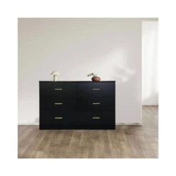 Modern Black 6-Drawer Dresser For Bedroom-Ample Storage Wide Chest Of Drawers, Sturdy And Safe 11 Modern Black 6-Drawer Dresser For Bedroom-Ample Storage Wide Chest Of Drawers, Sturdy And Safe -Tahanbath black tahanbath pantry organizers z w1785118925 1f 1000