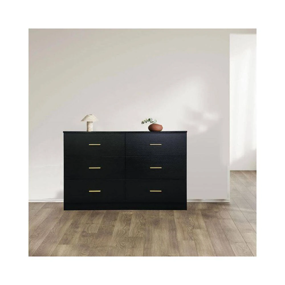 Modern Black 6-Drawer Dresser For Bedroom-Ample Storage Wide Chest Of Drawers, Sturdy And Safe 5 Modern Black 6-Drawer Dresser For Bedroom-Ample Storage Wide Chest Of Drawers, Sturdy And Safe - Image 5