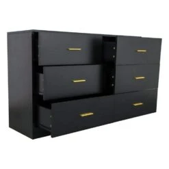 Modern Black 6-Drawer Dresser For Bedroom-Ample Storage Wide Chest Of Drawers, Sturdy And Safe 8 Modern Black 6-Drawer Dresser For Bedroom-Ample Storage Wide Chest Of Drawers, Sturdy And Safe -Tahanbath black tahanbath pantry organizers z w1785118925 40 1000