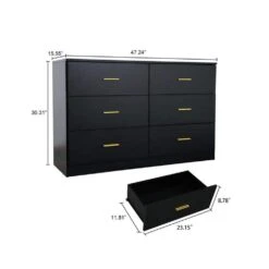 Modern Black 6-Drawer Dresser For Bedroom-Ample Storage Wide Chest Of Drawers, Sturdy And Safe 9 Modern Black 6-Drawer Dresser For Bedroom-Ample Storage Wide Chest Of Drawers, Sturdy And Safe -Tahanbath black tahanbath pantry organizers z w1785118925 c3 1000