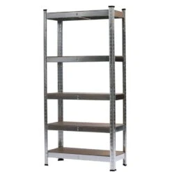 5-Tier Galvanized Metal Storage Rack: Heavy Duty, Adjustable Shelves In Black