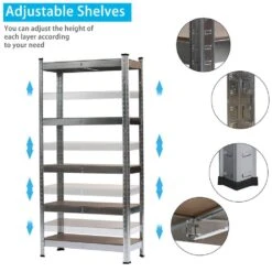 5-Tier Galvanized Metal Storage Rack: Heavy Duty, Adjustable Shelves In Black -Tahanbath black tahanbath pantry organizers z w1790120823 fa 1000