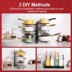 Adjustable Pot Rack, Kitchen Rack, And Storage Rack, Kitchen Organization And Storage -Tahanbath black tahanbath pantry organizers z w2071p281972 1f 1000