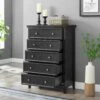 Modern 5-Drawer Dresser: Ideal For Living Room, Farmhouse Style In Black